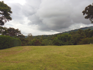 The volcano-view corner (here with volcano obscured by clouds) will be a common area. 